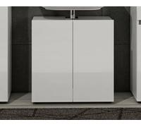 Dmora - Mobile sottolavabo Orkney, Mobiletto da bagno, Contenitore porta lavabo, Armadio per lavandino, Made in Italy, Bianco lucido, 60x34h62 cm