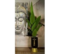 Dmora Objetos Binetto, Complemento de decoración, Artículo Decorativo, Accesorio de decoración, Negro y Oro, 21x21 h45 cm