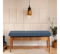 Dmora Panca Muliphein, Panchina Multiuso, Seduta per Ospiti, Cassapanca Multifunzione, 110x40 h48 cm, Noce e Blu