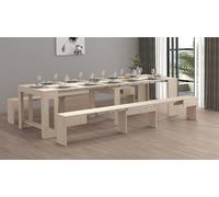 Dmora Panca Torquato, Set di 2 sedute per Tavolo da Pranzo, Panche allungabili, 290x25h45 cm, Olmo