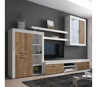 Dmora Parete Attrezzata Amundsen Bianco 11 Ripiani Modulabile, Mobile Soggiorno 18 Vani