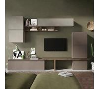 Dmora - Parete attrezzata Pozzillo, Composizione soggiorno, Mobile salotto multiuso, Armadio porta TV, Made in Italy, 290x40 h195 cm, Bronzo e Grigio