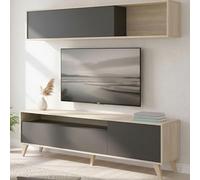 Dmora Parete Attrezzata Tambo 41x180x180h cm Nero Antracite 4 Ripiani Modulabile, 5 Vani