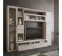 Dmora Parete Attrezzata Visayan Marrone Olmo Modulabile 4 Cassetti, Mobile Soggiorno 8 Ripiani