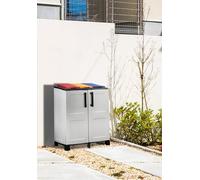 Dmora Armadio portarifiuti da esterno o interno, Mobile porta 3 sacchi a 2 ante, 100% Made in Italy, cm 68x37h90, colore Grigio chiaro e coperchi colorati