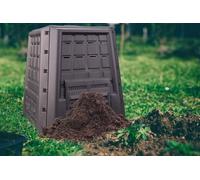 Dmora Pattumiera Herne, Compostiera da Giardino, Contenitore per compostaggio Domestico, 100% Made in Italy, 80x80h82 cm, Antracite