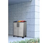 Dmora Pattumiera Hotton, Cestino portarifiuti, Bidone per Raccolta differenziata a 2 Ante, 100% Made in Italy, 68x37h90 cm, Grigio Chiaro e Multicolore