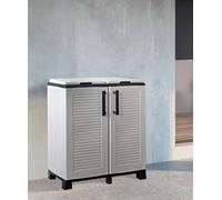 Dmora Pattumiera Jurbise, Cestino portarifiuti, Bidone per Raccolta differenziata, 100% Made in Italy, 68x37h90 cm, Grigio Chiaro e Nero, Finitura Righe