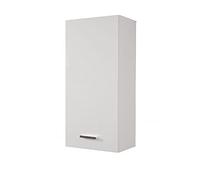 Dmora Pensile Opaco A Un'Anta Con Due Ripiani In Vetro, Made In Italy, Cm 34 X 22 X 71, Colore Bianco