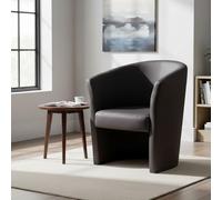 Dmora - Poltrona Abrera, Poltrona da salotto, Seduta imbottita, Sedia con braccioli in ecopelle, 64x63h76 cm, Nero