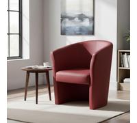 Dmora Poltrona Abrera - Poltrona da salotto imbottita con braccioli in ecopelle, Rosso, 64x63h76 cm