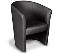 Dmora - Poltrona Abrera, Poltrona Moderna con Rivestimento in Ecopelle, Seduta da Soggiorno di design, Cm 64x63h78, Nera