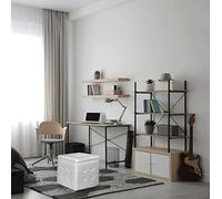 Dmora Pouf-Contenitore in Ecopelle, Colore Bianco, cm 45 x 47 x 45, 45x45h47