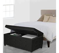 Dmora Pouf-Contenitore in Ecopelle, Colore Nero, cm 140 x 47 x 45, 140x45h47