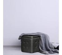 Dmora Pouf-Contenitore in Ecopelle, Colore Nero, cm 45 x 47 x 45, 45x45h47