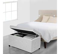 Dmora Pouf-contenitore in Finta Pelle, colore bianco, cm 84 x 49 x 44, Medium