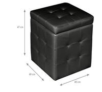 Dmora Pouf Contenitore in finta pelle, Pouf Cubo, 47 x 45 x 45 cm, finta_pelle, Nero, BIG