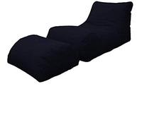 Talamo Italia Chaise Longue Moderna da Soggiorno, Made in Italy, Poltrona con poggiapiedi in Nylon, Pouf Imbottito per Camera da Letto, cm 120x80h60, Colore Nero