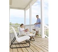 Dmora - salón de Exterior Cambiano, salón al AIRE Libre, Conjunto de balcón o jardín, Composición de salón Exterior, 78x54 h79 cm, Blanco