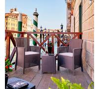 Dmora Salotto da Esterno Jupiter, Set da Giardino con Cuscini, Salottino Indoor e Outdoor Effetto Rattan, 100% Made in Italy, Marrone