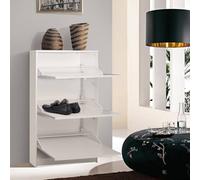 Dmora - Scarpiera a tre ante con ribalta in legno, colore bianco, cm 62 x 18 x 114