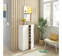 Dmora Scarpiera Ajlune, Mobile portascarpe, Armadio da Ingresso Multiuso, Mobiletto per Calzature, 57x35 h102 cm, Rovere Nodi, Bianco,RovereNodi