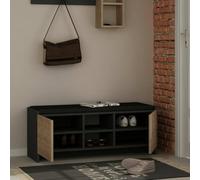Dmora - Scarpiera Algedi, Mobile portascarpe, Armadio da ingresso multiuso, Mobiletto per calzature, 110x37h43 cm, Antracite e Rovere
