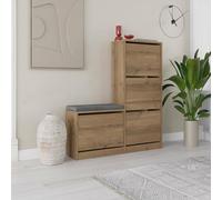 Dmora - Scarpiera Alpherg, Mobile portascarpe, Armadio da Ingresso Multiuso, Mobiletto per Calzature, 105x26 h119 cm, Quercia