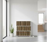 Dmora - Scarpiera Baten, Mobile portascarpe, Armadio da ingresso multiuso, Mobiletto per calzature, 90x30h93 cm, Bianco e Noce