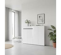 Dmora Scarpiera Bissau, Mobile portascarpe, Armadio da Ingresso Multiuso, Mobiletto per Calzature, Made in Italy, 160x34h115 cm, Bianco Lucido e Antracite