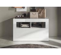 Dmora - Scarpiera Bolsena, Mobile portascarpe, Armadio da ingresso multiuso, Mobiletto per calzature, Made in Italy, 91x35 h57 cm, Bianco lucido