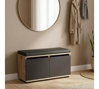 Dmora - Scarpiera Brachium, Mobile portascarpe, Armadio da Ingresso Multiuso, Mobiletto per Calzature, 80x35 h42 cm, Noce e Nero