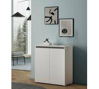 Dmora Scarpiera Calla, Mobile Multiuso, Porta Scarpe salvaspazio a 2 Ante, Armadio portaoggetti con scaffali, 100% Made in Italy, 80x37h102 cm, Bianco, Pannello melaminico 18mm
