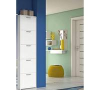 Dmora - Scarpiera Dafne, Mobile multiuso da ingresso a 5 ante, Armadio moderno portascarpe a ripiani, 100% Made in Italy, 50x18h178 cm, Bianco