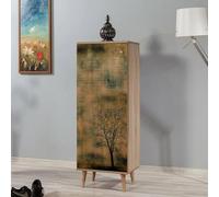 Dmora - Scarpiera Deimos, Mobile portascarpe, Armadio da Ingresso Multiuso, Mobiletto per Calzature, 50x38 h135 cm, Quercia e Giallo