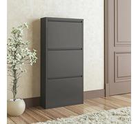 Dmora Scarpiera Eliseo, Mobile portascarpe, Armadio da Ingresso Multiuso, Mobiletto per Calzature, 50x15h104 cm, Nero, 3 Scomparti