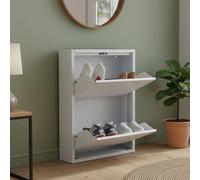 Dmora Scarpiera Ezequiel, Mobile portascarpe, Armadio da Ingresso Multiuso, Mobiletto per Calzature, 50x15h71 cm, Bianco, 2 Scomparti