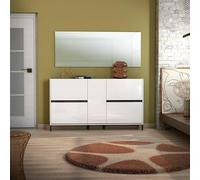 Dmora - Scarpiera Gitega, Mobile portascarpe, Armadio da ingresso multiuso, Mobiletto per calzature, Made in Italy, 169x25h94 cm, Bianco lucido