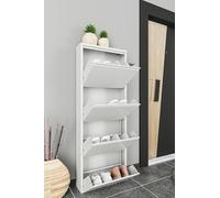 Dmora Scarpiera Gonzalo, Mobile portascarpe in Metallo, Armadio da Ingresso Multiuso, Mobiletto per Calzature, 50x15h138 cm, Bianco