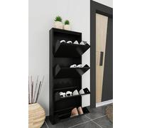 Dmora Scarpiera Gonzalo, Mobile portascarpe in Metallo, Armadio da Ingresso Multiuso, Mobiletto per Calzature, 50x15h138 cm, Nero
