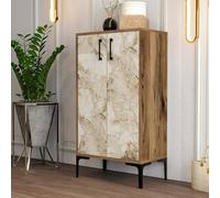 Dmora - Scarpiera Helios, Mobile portascarpe, Armadio da Ingresso Multiuso, Mobiletto per Calzature, 60x35h111 cm, Noce e Bianco Marmo