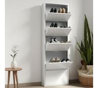 Dmora Scarpiera Isidro, Mobile portascarpe, Armadio da Ingresso Multiuso, Mobiletto per Calzature, 50x15h172 cm, Bianco, 5 Scomparti