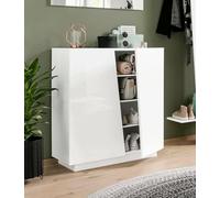 Dmora Bianco Lucido Scarpiera Moderna, Made in Italy, a 2 Ante, Portascarpe da Ingresso, Mobile Multiuso, cm 80x38h86, Colore Bianco Lucido