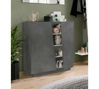 Dmora Scarpiera Joel, Mobile Multiuso a 2 Ante, Portascarpe da Ingresso, 100% Made in Italy, cm 80x38h86, Ardesia