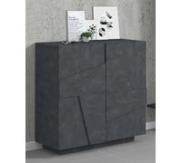 Dmora Scarpiera Joel, Mobile Multiuso a 2 Ante, Portascarpe da Ingresso, 100% Made in Italy, cm 81x38h86, Ardesia con Dettaglio