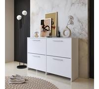 Dmora Scarpiera Kara 120x28x79h cm Bianco 4 Ripiani 8 Vani, Mobile Portascarpe 4 Ante