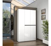 Dmora Scarpiera Maseru, Mobile portascarpe, Armadio da Ingresso Multiuso, Mobiletto per Calzature, Made in Italy, 120x34h200 cm, Bianco Lucido e Antracite