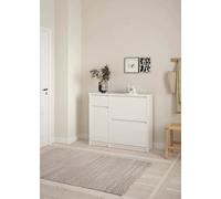 Dmora - Scarpiera Maxime, Mobile portascarpe, Armadio da Ingresso Multiuso, Mobiletto per Calzature, 109x32 h93 cm, Bianco Lucido