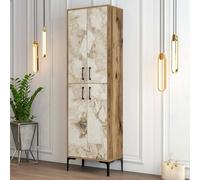 Dmora - Scarpiera Mimosa, Mobile portascarpe, Armadio da ingresso multiuso, Mobiletto per calzature, 60x35h200 cm, Noce e Bianco Marmo