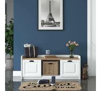 Dmora Scarpiera Murasaki, Mobile portascarpe, Armadio da Ingresso Multiuso, Mobiletto per Calzature, 120x40 h45 cm, Bianco e Noce